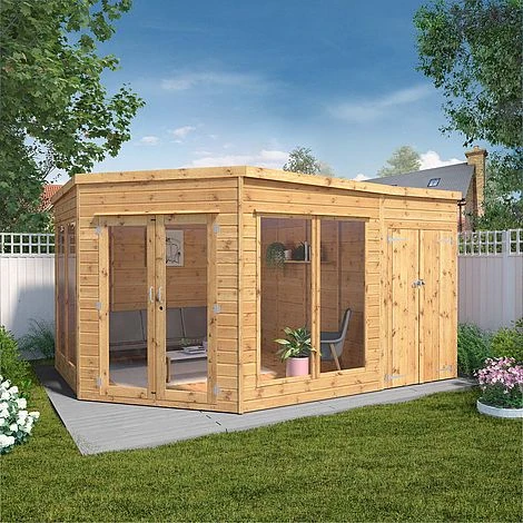 Waltons 13' X 9' Corner Summerhouse With Side Shed 3 Waltons 13' X 9' Corner Summerhouse With Side Shed