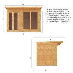 Waltons 10' X 6' Pent Summerhouse -PlantHub Shop SI 003 001 0081 Spec Drawing