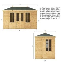 Waltons 12' X 6' Hip Roof Summerhouse -PlantHub Shop SI 003 001 0083 12x620Clover Summerhouse Spec 20Drawing