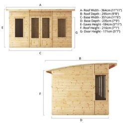 Waltons 12 X 8 Premium Shiplap Tongue And Groove Helios Curved Roof Wooden Garden Summerhouse -PlantHub Shop SI 003 001 0089 12x8 Helios Summerhouse Spec