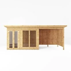 Waltons 18 X 6 Maine Pent Wooden Garden Summerhouse With Patio Area Shiplap Tongue And Groove -PlantHub Shop SI 003 001 0091 Summerhouse DT Shiplap Pent 18x6 Patio Area Front