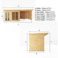 Waltons 18 X 6 Maine Pent Wooden Garden Summerhouse With Patio Area Shiplap Tongue And Groove -PlantHub Shop SI 003 001 0091 Summerhouse DT Shiplap Pent 18x6 Patio Area Specs