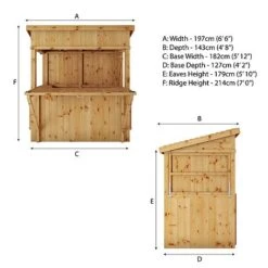 Waltons 9' X 4' Premium Pressure Treated Garden Bar - 2 Styles Available 16 Waltons 9' X 4' Premium Pressure Treated Garden Bar - 2 Styles Available -PlantHub Shop SI 003 001 0094 Pressure Treated Pent 4x6 Bar With Shutters Spec Drawing1