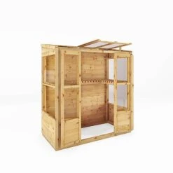 Waltons 6 X 3 Traditional Wooden Tall Wall Victorian Mini Greenhouse Potting Shed -PlantHub Shop SI 004 001 0023 6x3 Traditional Tall Wall Greenhouse MainDO