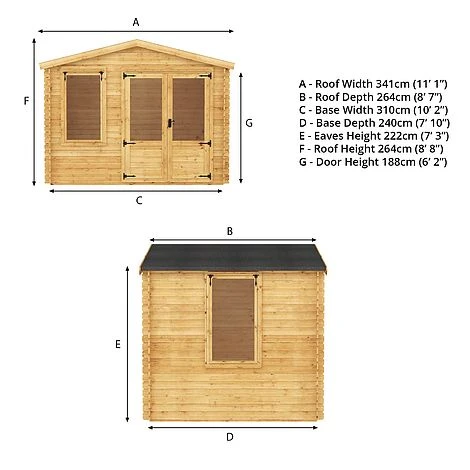 Waltons 2.6m X 3.3m 19mm Log Cabin 11 Waltons 2.6m X 3.3m 19mm Log Cabin - Image 9