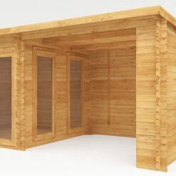 Waltons 6m X 3m Studio Pent With Outdoor Area - 28mm - Double Glazed -PlantHub Shop SI 006 002 0061 Log Cabin with Patio Area Studio Detail001