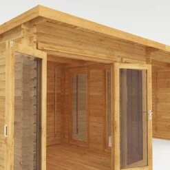 Waltons 6m X 3m Studio Pent With Outdoor Area - 28mm - Double Glazed -PlantHub Shop SI 006 002 0061 Pent Log Cabin with Patio Area Studio Detail003