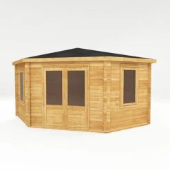 4m X 4m Corner Cabin - 28mm Double Glazed 17 4m X 4m Corner Cabin - 28mm Double Glazed -PlantHub Shop SI 006 004 0084 4mx4m The Holly Corner Log Cabin 44mm Studio MainDC