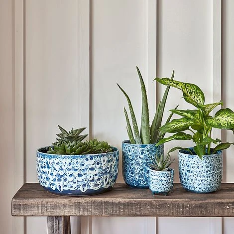 Sapphire Reactive Glaze Planter H21Cm D21Cm 4 Sapphire Reactive Glaze Planter H21Cm D21Cm - Image 2