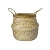 Seagrass Tribal White Lined Basket Small H25Cm D30Cm -PlantHub Shop STWB30