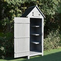 Wooden Sentry Post Storage Shed Grey -PlantHub Shop Sentry 4
