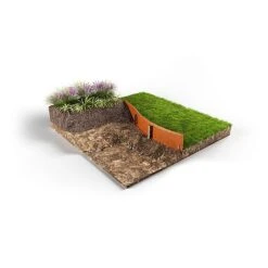 Straightcurve Flex - Raised Garden Bed 240mm Set Of 2 Weathering Steel -PlantHub Shop Straightcurve Flex Raised Garden Bed 240mm Flexline Installed Cross Section 1
