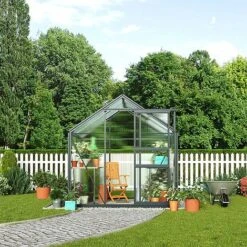 Garden Grow Traditional Greenhouse 6.2 X 4.3 X 6.6ft 30 Garden Grow Traditional Greenhouse 6.2 X 4.3 X 6.6ft -PlantHub Shop T2 4666 Greenhouses Grey 03