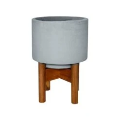 Vigo Concrete Grey Planter With Stand 22cm