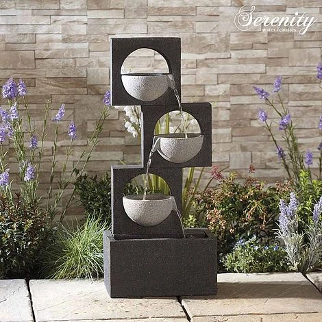 Serenity Modern Granite-Effect Cascading Bowls Water Feature 4 Serenity Modern Granite-Effect Cascading Bowls Water Feature - Image 2