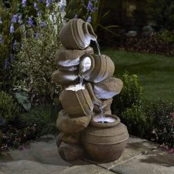 Serenity Cascading Tipping Pots Stone Wall Water Feature -PlantHub Shop WEBG39451