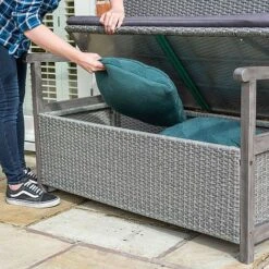 Rowlinson Alderley Rattan Storage Bench 2 Seat Grey -PlantHub Shop WICKBENCH Alderley storage bench 05