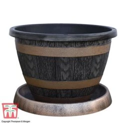 Wooden Barrel Effect Tower Pot -PlantHub Shop WOOD KB0330 D