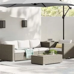 Idooka 300cm Grey Cantilever Garden Parasol - Patio Umbrella & Sun Shade -PlantHub Shop Walled20Patio1