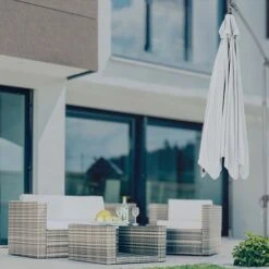 Idooka 300cm Grey Cantilever Garden Parasol - Patio Umbrella & Sun Shade -PlantHub Shop Windy1