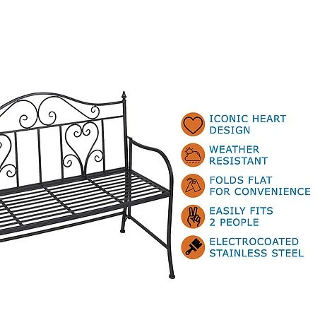 Idooka Folding Metal Bench With Heart Design 6 Idooka Folding Metal Bench With Heart Design - Image 4