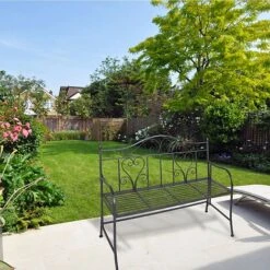 Idooka Folding Metal Bench With Heart Design