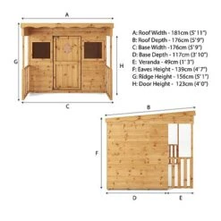 Waltons 6 X 5 Sheriff Pent Wooden Garden Playhouse -PlantHub Shop dahlia playhouse spec drawing SI 002 001 0072