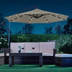 Solar LED Cantilever Parasol -PlantHub Shop g0588 16