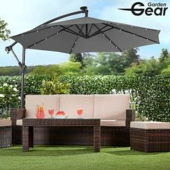 Solar LED Cantilever Parasol -PlantHub Shop g0588 2
